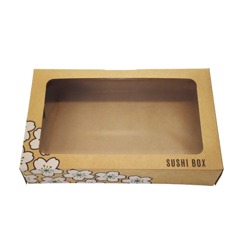 Food Grade Recycled Oil Resistant Biodegradable carton paper sushi box with clear window