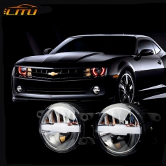 The new car LED dual light lens fog lamp white and yellow 35w non-destructive installation of general motors fog lamp