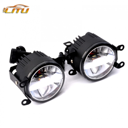 The new car LED dual light lens fog lamp white and yellow 35w non-destructive installation of general motors fog lamp