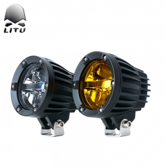 LITU远近光60W LED工作灯带白色琥珀色镜片，用于摩托车、越野车、船、卡车灯