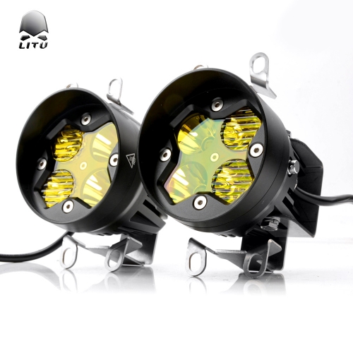 2020 LITU Replaceable LED Fog Lights Assembly 40W Yellow Lighting Conversion Kits 3.5 inch LED Headlight used for Wrangler