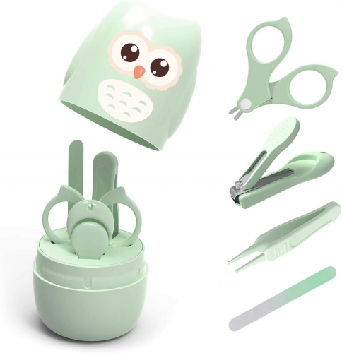 Baby Nail Kit, 4-in-1 Baby Nail Care Set with Cute Case, Baby Nail Clippers, Scissors, Nail File & Tweezers, Baby Manicure Kit and Pedicure kit for Ne