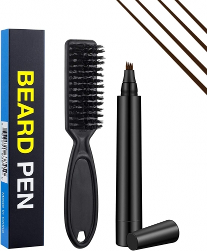 Beard Pencil Filler for Men, Beard Filling Pen Kit - WaterProof, Long Lasting Coverage & Natural Finish - Beard, Moustache & Eyebrows - Beard Dye...