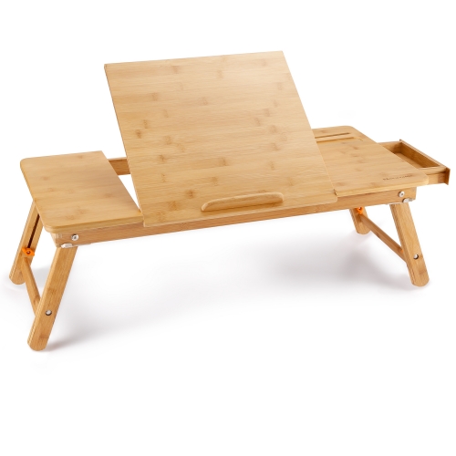Laptop Table Desk Bamboo  Lap Tray for bed,floor,Adjustable Foldable