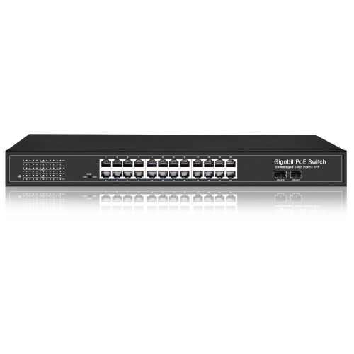 24-Port 10/100/1000M PoE Swtich With 2 gigabit SFP Port