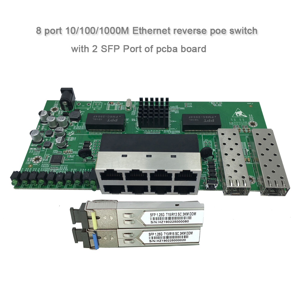 8 port 10/100/1000M managed reverse poe switch with 2 SFP Port