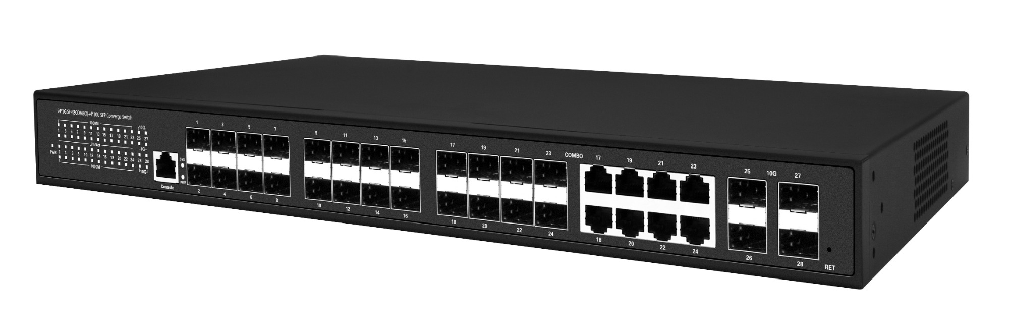 24*10*100*1000M Ethernet Port +8*COMBO+4 Gigabit SFP L3 Managed Convergence switch