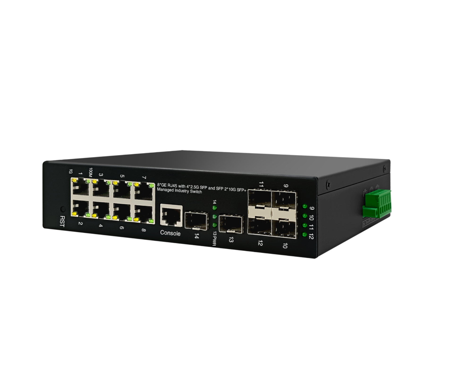 8 Gigabit Ports+4*2.5G SFP Slots+2*10G SFP Slot+ L2 Managed Industrial PoE Switch