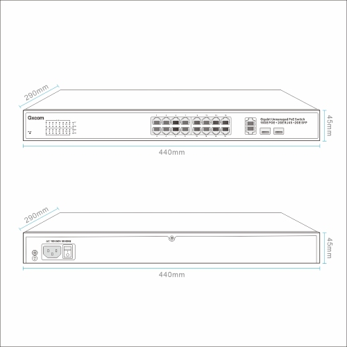 Unmanaged 24 Port Full Gigaibt POE Switch With 2X1G RJ45 & 2X1G SFP