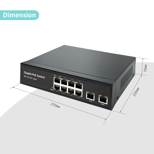 OEM ODM Gigabit 8 Port PoE Switch with 2 GE Uplink for CCTV