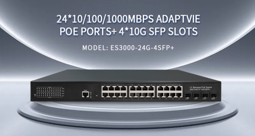 24*10/100/1000M PoE Port +4*100/1000/10000M SFP L3 Managed PoE Switch