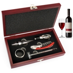 Wine Opener 5 Pieces Set Wooden Gift Box