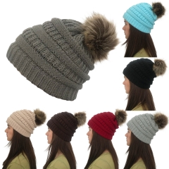 Headwear beanie pom pom knitted Beanie knitted hat