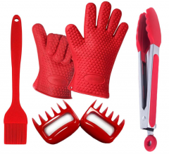Silicone 4pcs BBQ Barbecue Tool Set