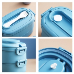 Stackable Bento Lunch Box With Cutlery Set