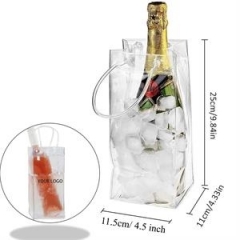 Portable handle PVC Ice drink clear wine bottle Bags