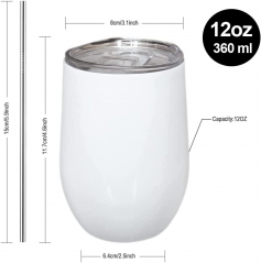 12oz Stainless Steel EggShell Cup with Lid and Straw