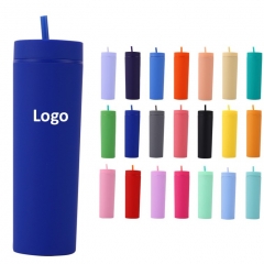 16oz Double Wall Skinnny Tumbler Water Bottle W/ Straw Lid