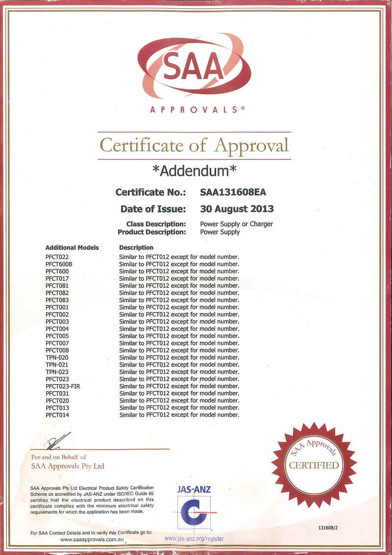 certification of approval