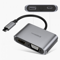 USB-C to HDMI VGA Adapter with PD Power Supply