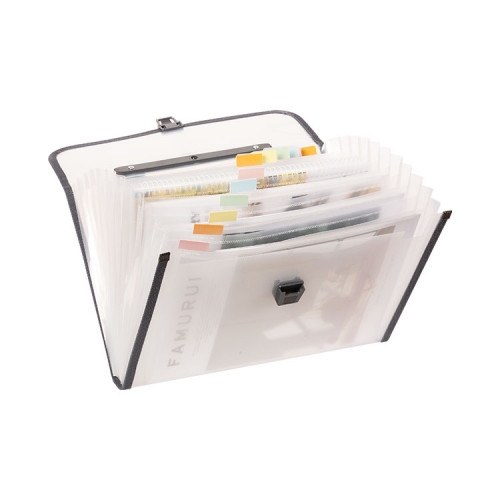 Expanding File with Handle, 13 Pockets, Translucent, PP A4/Letter Size,Expanding Files