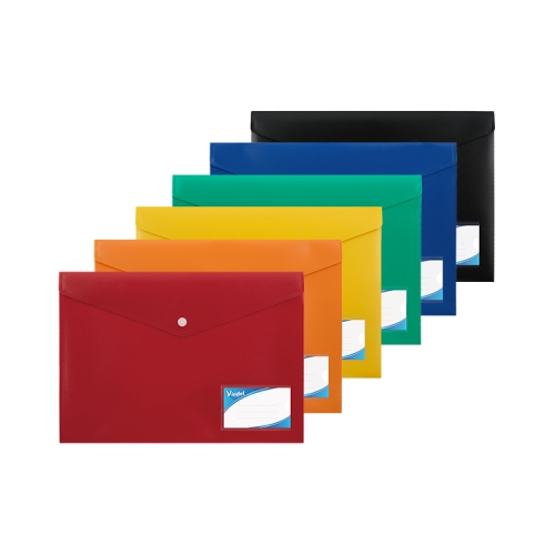 Document Wallets with Button Closure, Opaque, PP A4 and Foolscap