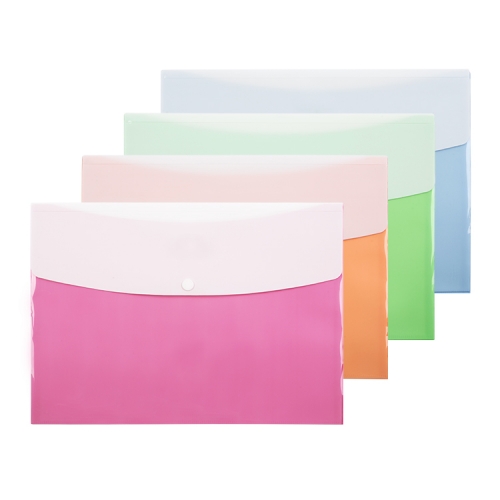 Document Bag with Press Stud Closure, 2Pocket, Translucent, PP A4