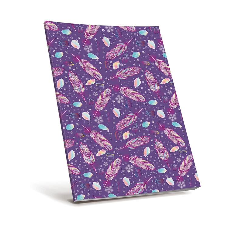 Selfadhesive Book Cover Feathers and Diamonds