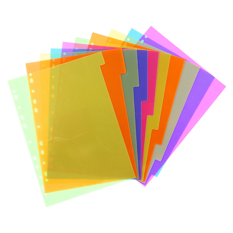 Translucent poly index dividers