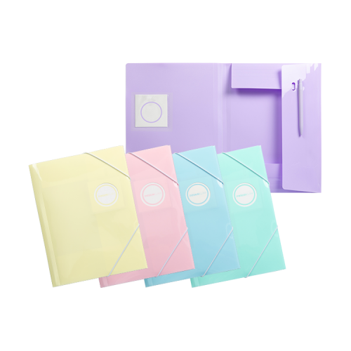 3-Flap Elasticated Folders, A4, PastelGLAM