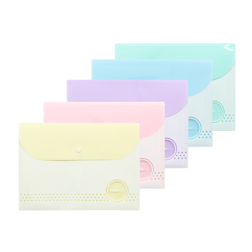 Plastic Envelopes with Snap Closure, A4, PastelGLAM