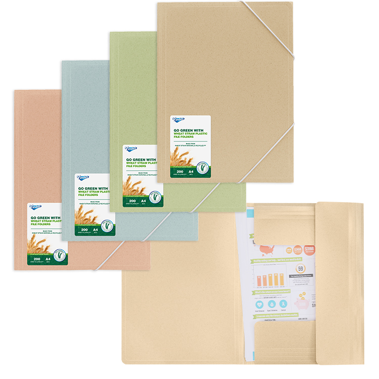 3Flap Elasticated Folder, Wheat Straw Plastic,Wheat Straw Collection