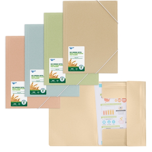 3-Flap Elasticated Folder, Wheat Straw Plastic