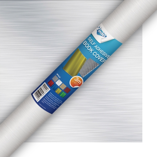 Metallic Selfadhesive Book Cover Silver Brushed