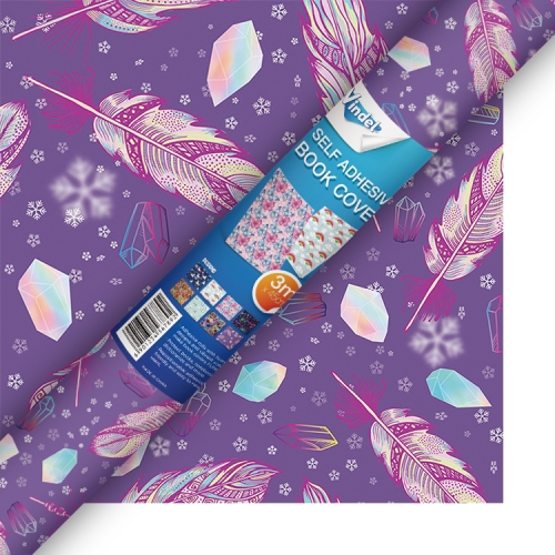 Selfadhesive Book Cover Feathers and Diamonds