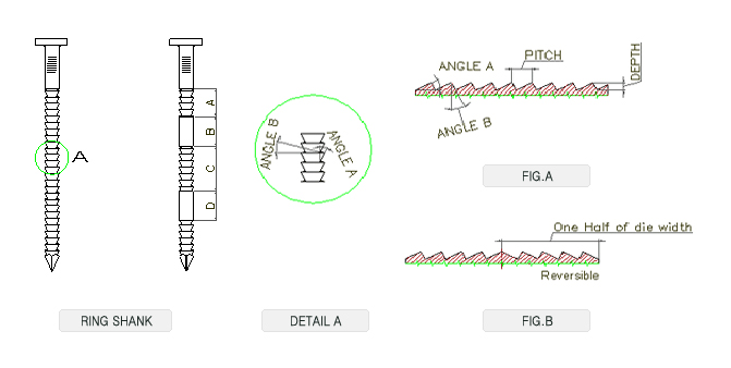 ring form nail shank drawing