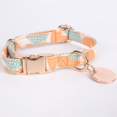 OKEYPETS Professional Custom Brand Logo Private Label Rose Gold Breakaway Buckle Dog Collar Cotton Pet Accessories Collars Fo Cat Puppy