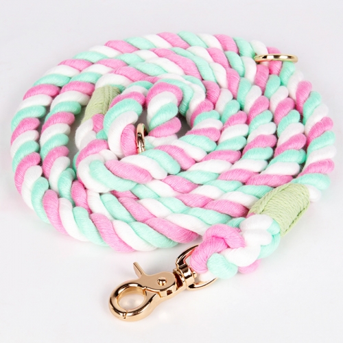 OKEYPETS Fashion Pet Accessories Multifunction Handmade Soft Cotton Colorful Dog Rope Leash