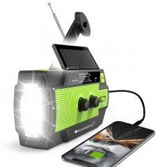 【2021 Newest】RunningSnail Emergency Crank Radio，4000mAh-Solar Hand Crank Portable AM/FM/NOAA Weather Radio with 1W Flashlight&Motion Sensor