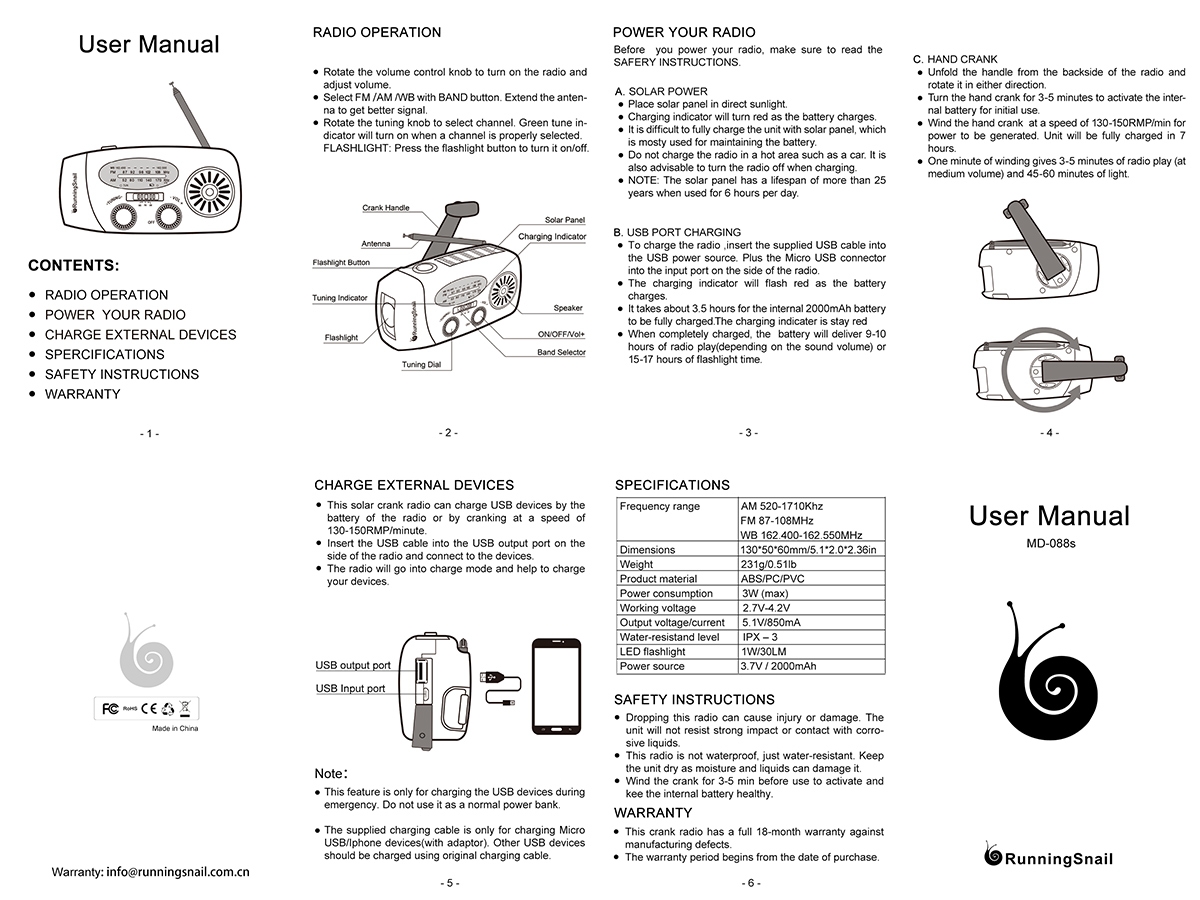 Runningsnail MD-088s user manual