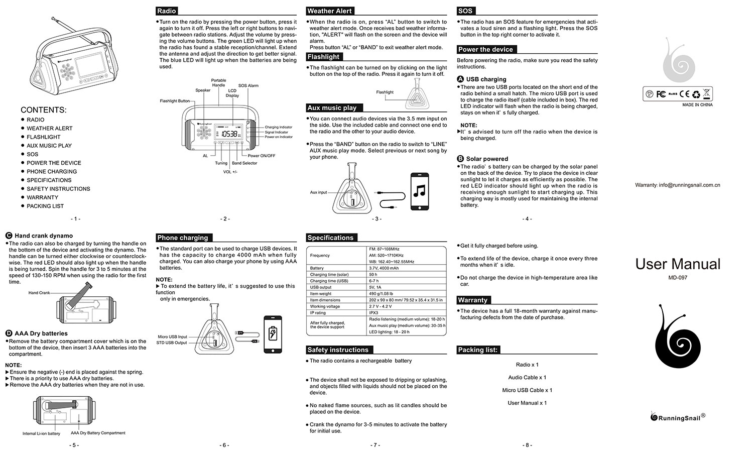 runningsnail md-097 user manual