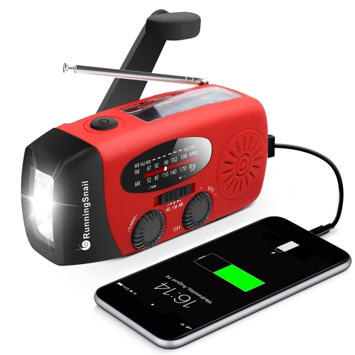 RunningSnail MD-088 Emergency Hand Crank Radio With LED Flashlight For Emergency, AM/FM NOAA Portable Weather Radio and User Manual
