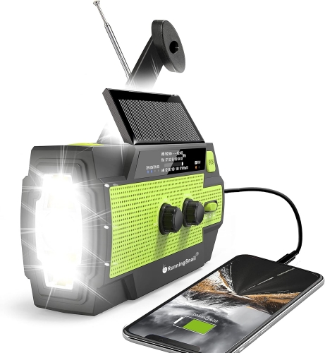 RunnignSnail MD-090P Emergency Crank Radio 4000mAh-Solar Hand Crank Portable AM/FM/NOAA Weather Radio User Manual