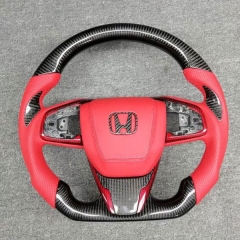 Honda Genuine Leather Carbon Fiber Steering Wheel With Engine Start Switch Drive Button Sport Multi-Function