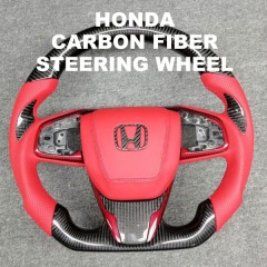 Honda Genuine Leather Carbon Fiber Steering Wheel With Engine Start Switch Drive Button Sport Multi-Function