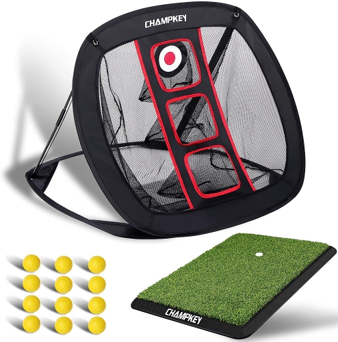 Champkey PRO Golf Chipping Net with 12 Foam Balls | Collapsible Golf Target Chipping nets | Improves All Chipping Skill Levels Nets Ideal for Indoor a