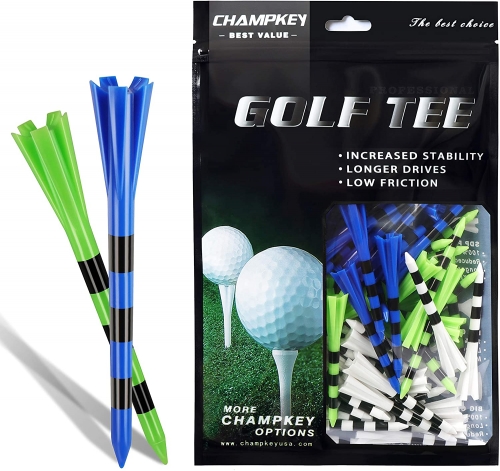 Champkey SDP Plus Golf Plastic Tees 75 Pack | Reduces Friction & Side Spin 5 Prongs Golf Tees | Mixed Color Golf Tees