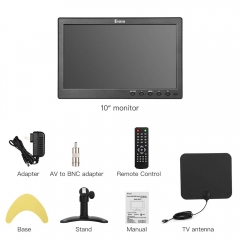 Eyoyo 10 inch Small TV Monitor HDMI Portable Kitchen TV, 1024x600 LCD Screen with TV/HDMI/VGA/AV-BNC/USB Input & Remote Control for Multi Application