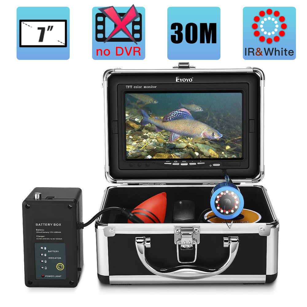 Fish Finder Eyoyo EF07 Fish Finder Kit Monitor Underwater IR Fishing Camera  15M 30M 50M Cable Aluminum Carry Case Waterproof HKD230703 From Fadacai06,  $98.01