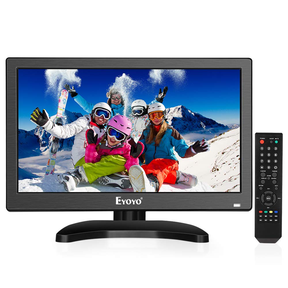 Eyoyo 12 inch Small TV Portable HDMI Monitor Kitchen TV with 1920x1080 IPS LCD Screen Display w/TV/HDMI/VGA/AV-BNC/USB Inputs & Dula Loud Speakers & Remote Control